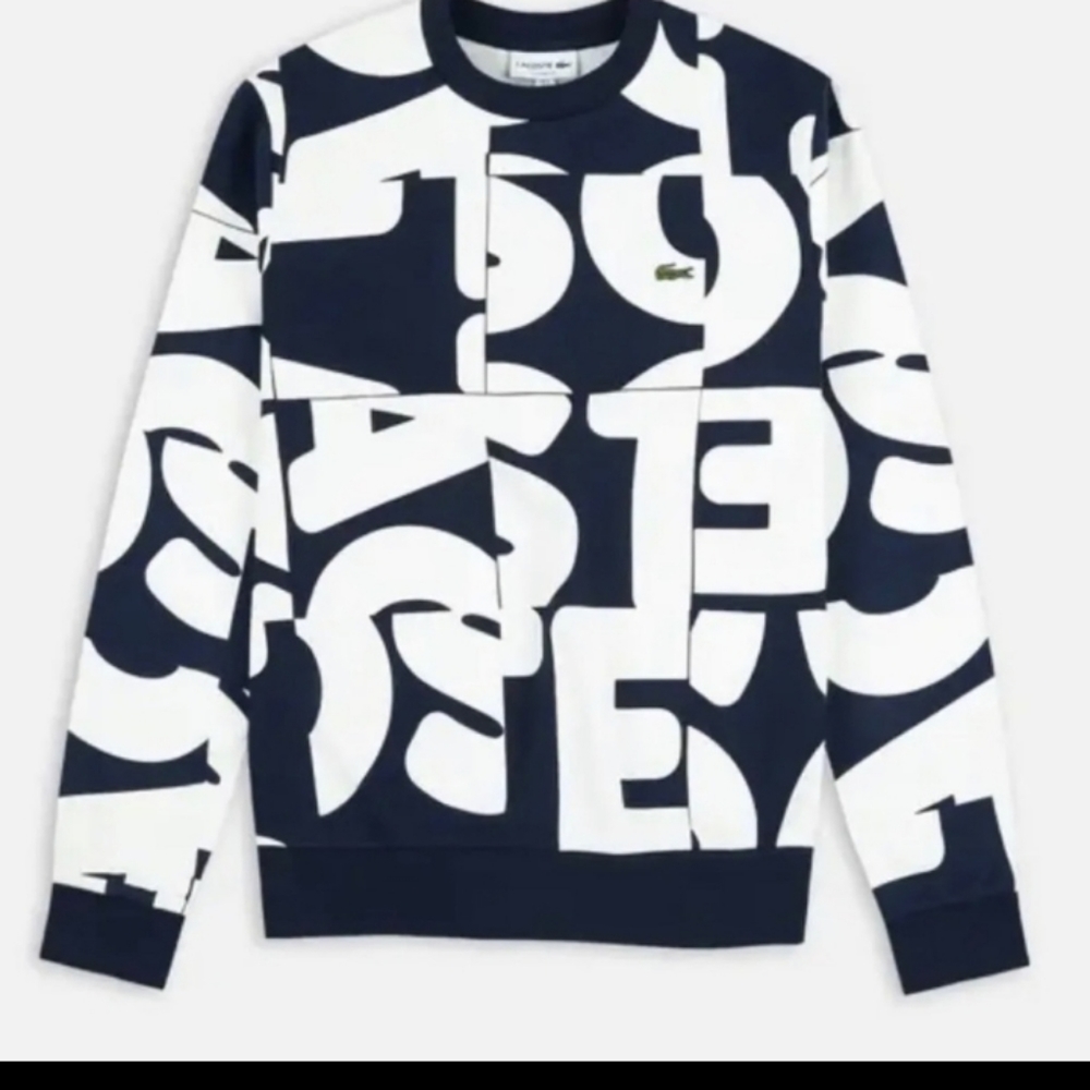 Lacoste Men's Heritage Graphic Print Crew Neck Cotton Fleece Sweatshirt Size XXL